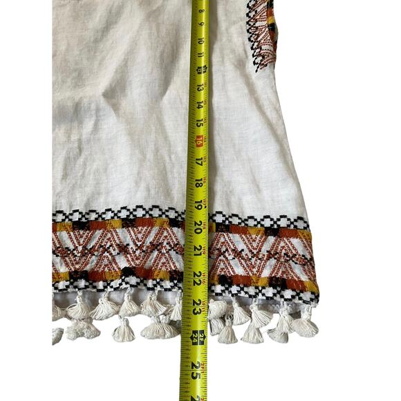 Rachel Zoe Light Beige Linen Bohemian Light Fringe Top Women's Size Small | 1-6 - Picture 5 of 5